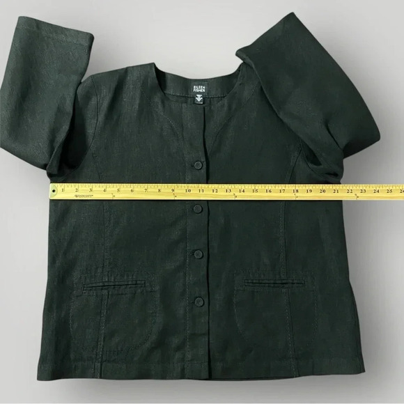 EILEEN FISHER Linen Cardigan Jacket Sz M - Picture 4 of 11